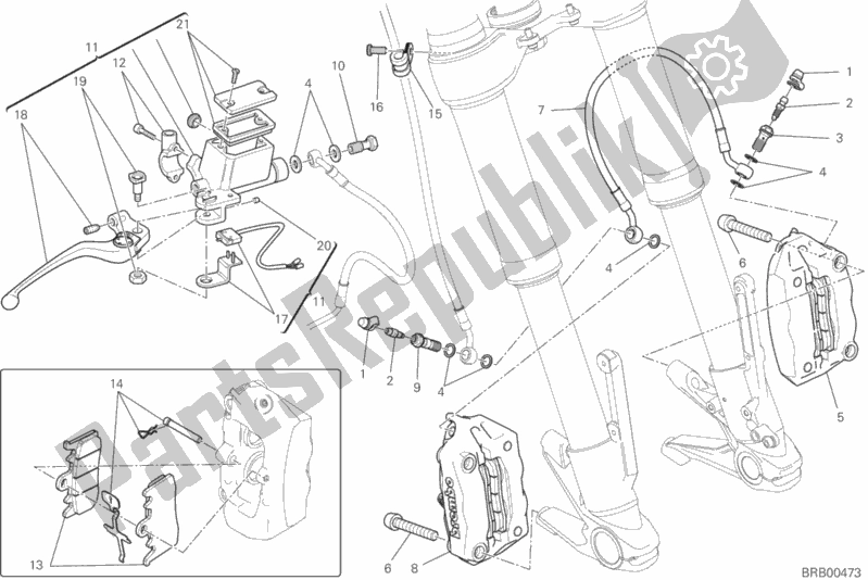 Todas las partes para Sistema De Freno Delantero de Ducati Hypermotard LS Thailand 821 2015